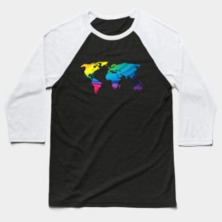 world map, rainbow colors Baseball T-Shirt